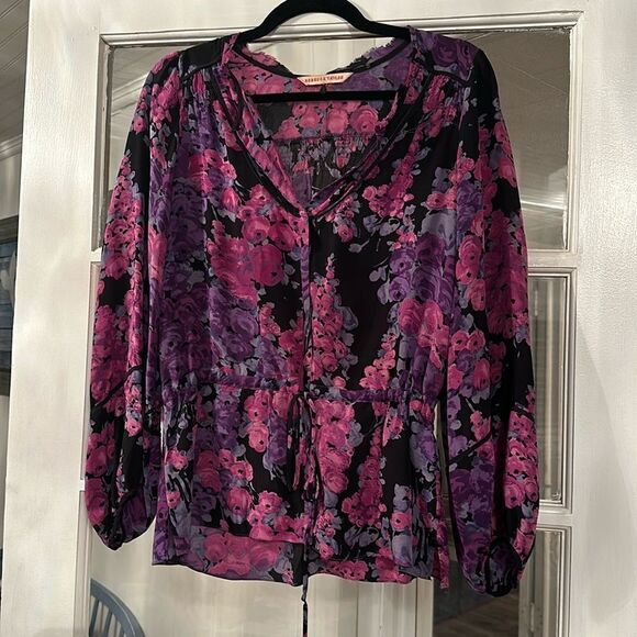 Rebecca Taylor 100% Silk Cinched Waist Blouse size 4 - Picture 1 of 9